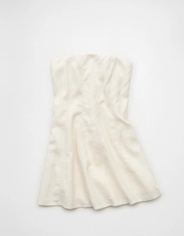 AE Linen-Blend Strapless Mini Dress