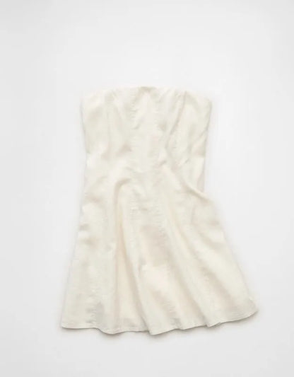 AE Linen-Blend Strapless Mini Dress
