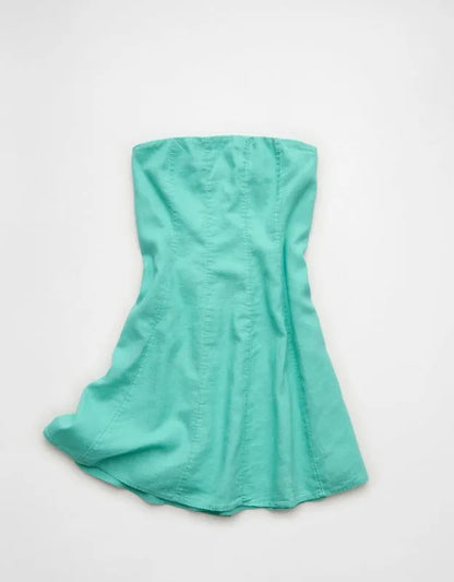 AE Linen-Blend Strapless Mini Dress