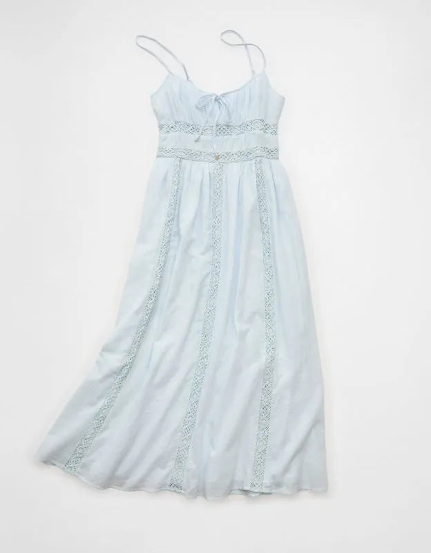 AE Tie-Front Lace Midi Dress