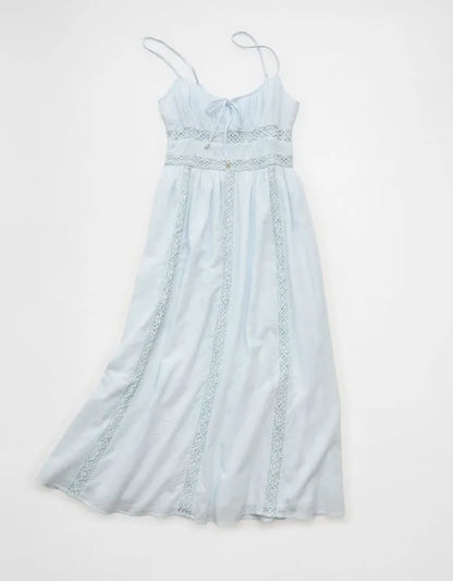 AE Tie-Front Lace Midi Dress
