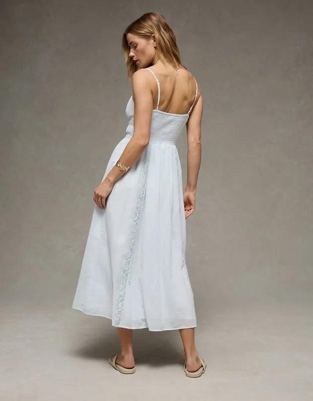 AE Tie-Front Lace Midi Dress