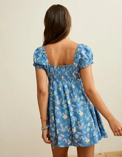 AE Babydoll Sweetheart Pleated Mini Dress