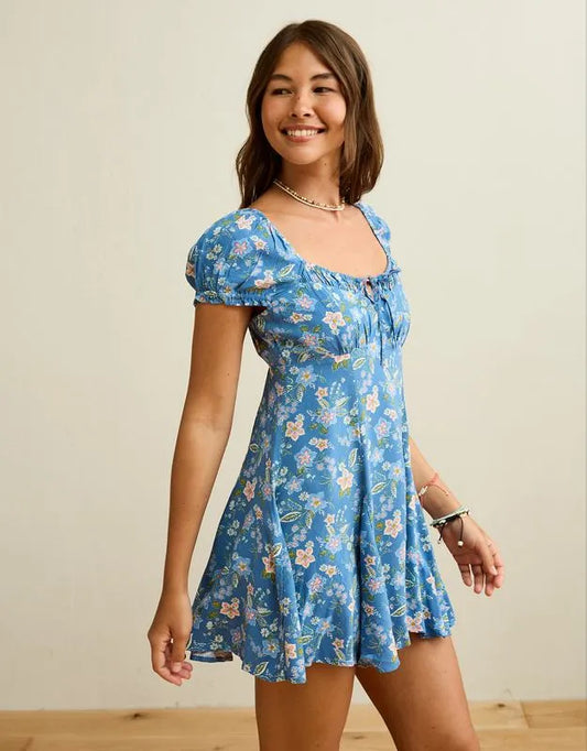 AE Babydoll Sweetheart Pleated Mini Dress