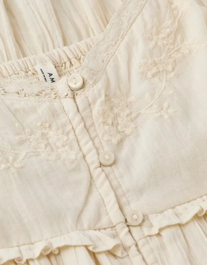 AE Babydoll Puff-Sleeve Embroidered Mini Dress