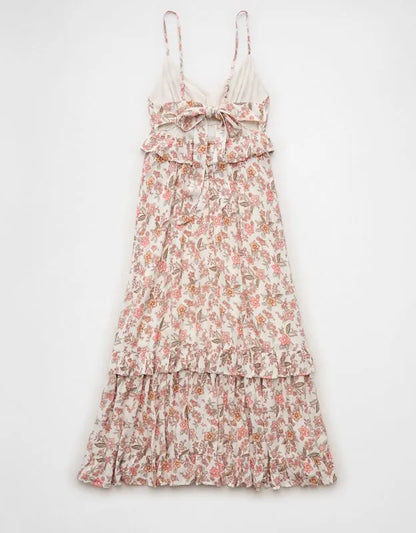 AE V-Neck Ruffle Midi Dress