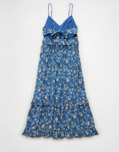 AE V-Neck Ruffle Midi Dress
