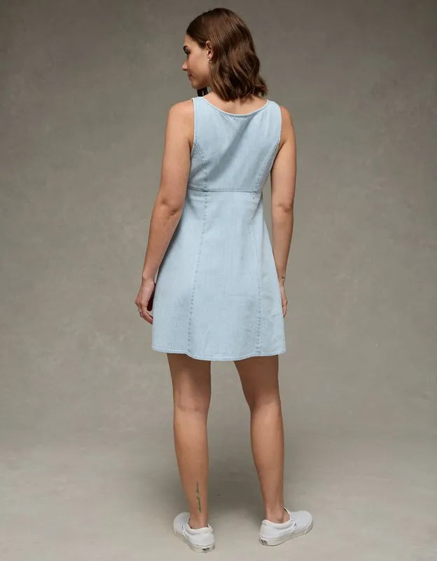 AE Babydoll Button-Up Mini Dress