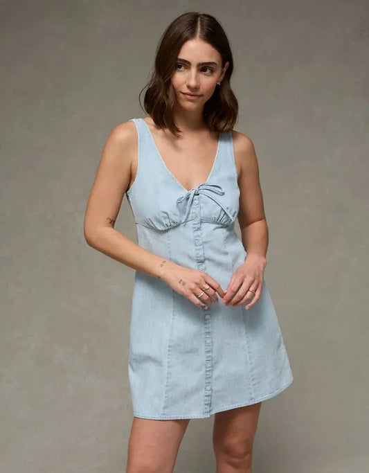 AE Babydoll Button-Up Mini Dress