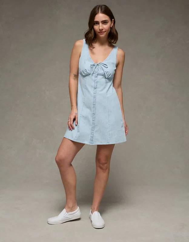 AE Babydoll Button-Up Mini Dress