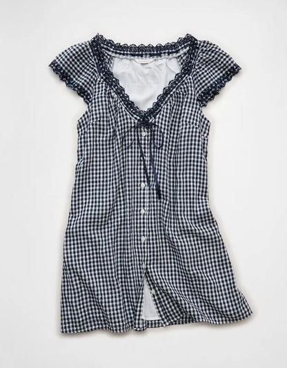 AE V-Neck Ruffled Button-Up Mini Dress