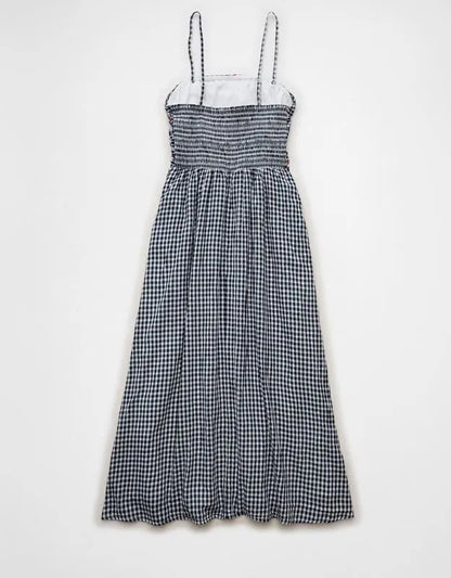AE Strapless Smocked Embroidered Midi Dress