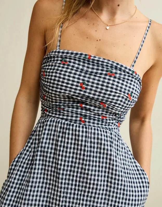 AE Strapless Smocked Embroidered Midi Dress
