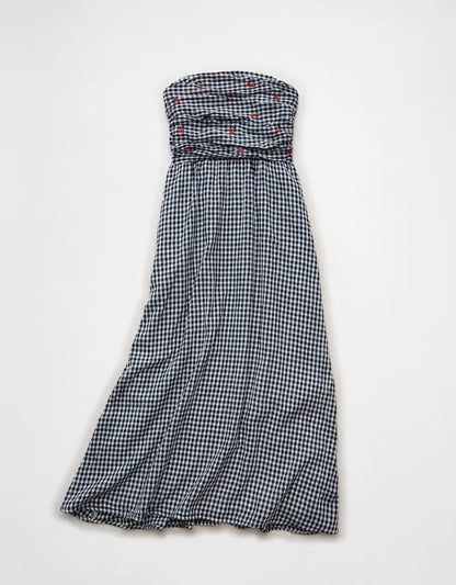 AE Strapless Smocked Embroidered Midi Dress