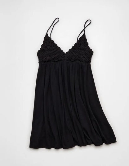AE Sunchaser Babydoll Crochet Mini Dress