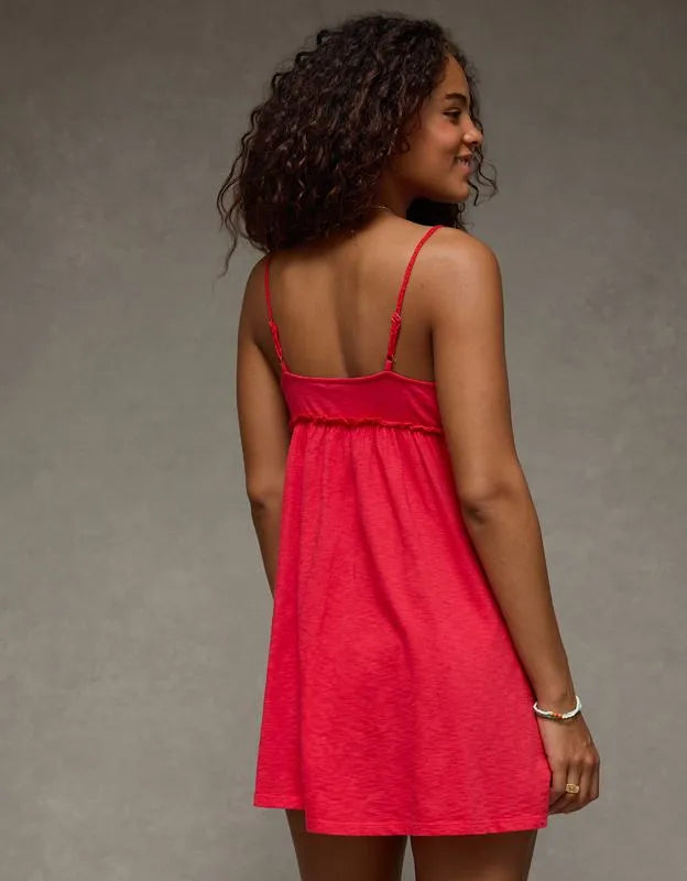 AE Sunchaser Babydoll Crochet Mini Dress