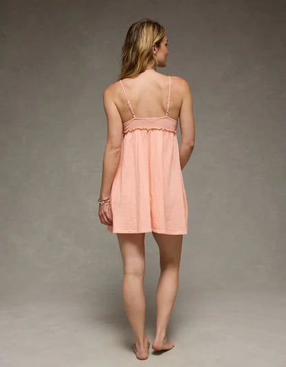 AE Sunchaser Babydoll Crochet Mini Dress