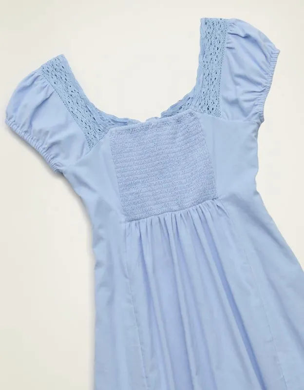 AE Corduroy Tie-Front Lace Mini Dress
