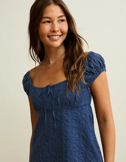 AE Tie-Front Cap-Sleeve Mini Dress