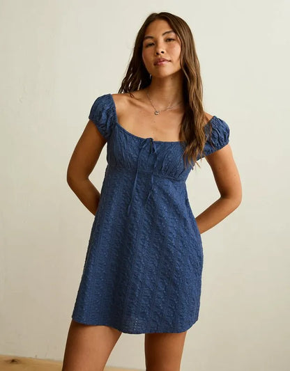 AE Tie-Front Cap-Sleeve Mini Dress