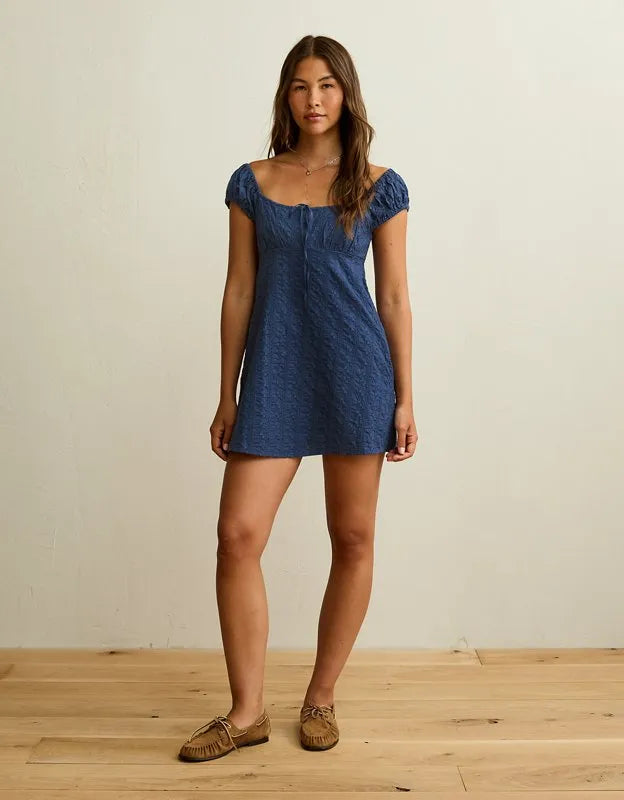 AE Tie-Front Cap-Sleeve Mini Dress