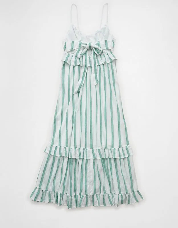AE V-Neck Ruffle Midi Dress