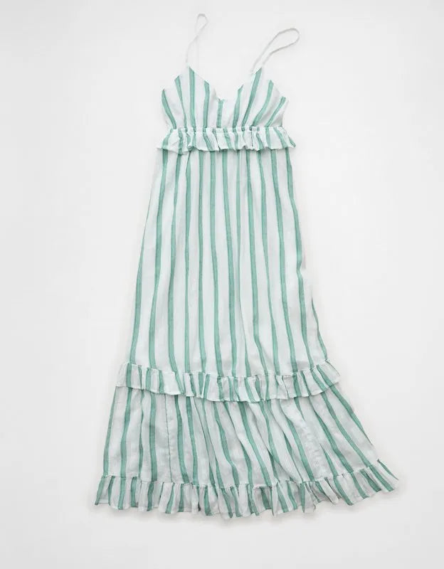 AE V-Neck Ruffle Midi Dress