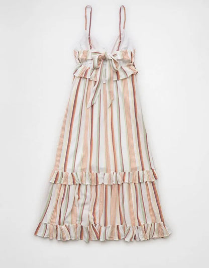 AE V-Neck Ruffle Midi Dress