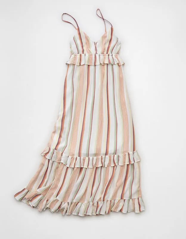 AE V-Neck Ruffle Midi Dress