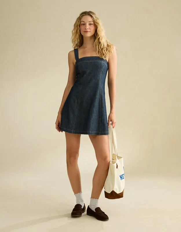 AE Square Neck Denim Mini Dress