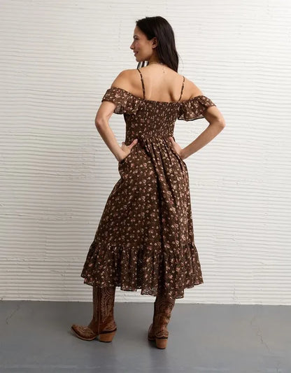 AE x Stagecoach Off-The-Shoulder Midi Dress