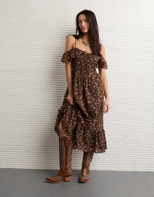 AE x Stagecoach Off-The-Shoulder Midi Dress