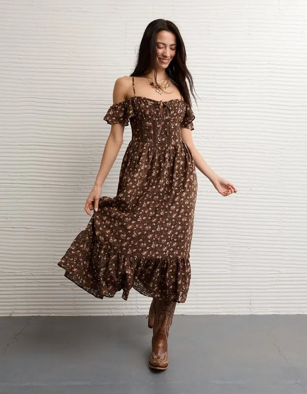 AE x Stagecoach Off-The-Shoulder Midi Dress