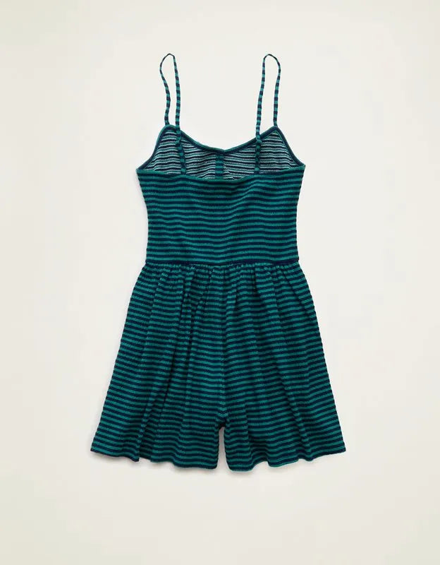 AE Button-Up Textured Knit Romper