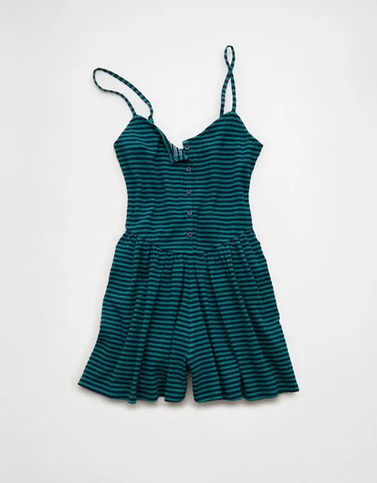 AE Button-Up Textured Knit Romper