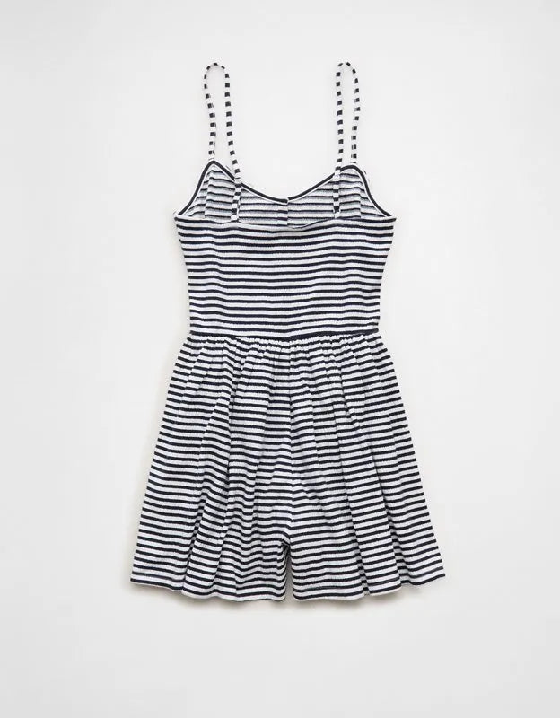 AE Button-Up Textured Knit Romper