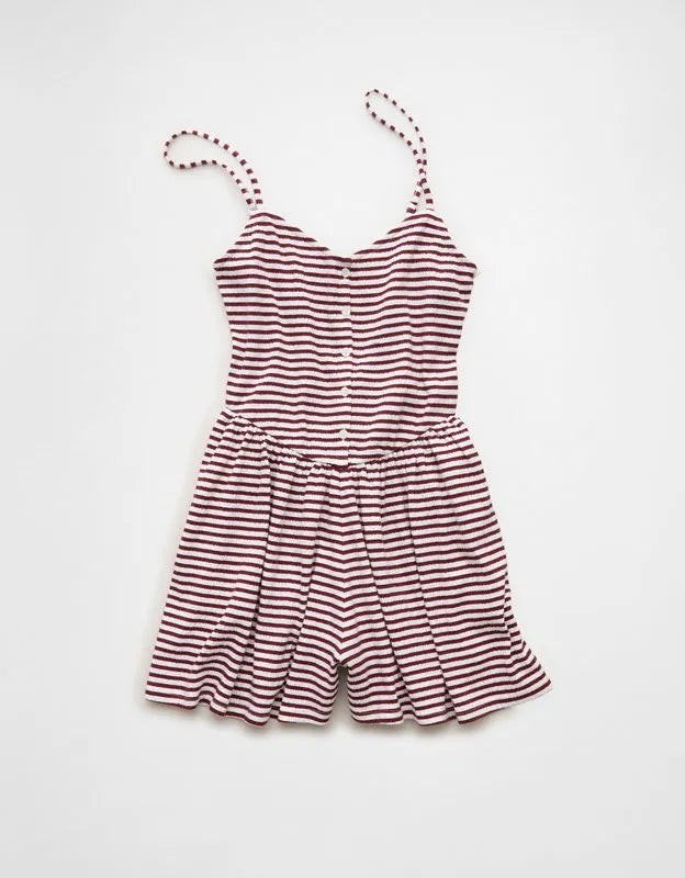 AE Button-Up Textured Knit Romper