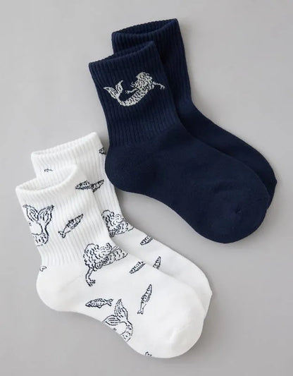AE Graphic Cropped Crew Socks 2-Pack
