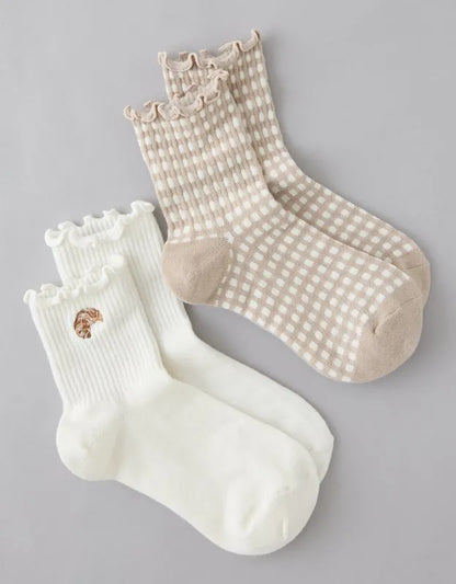 AE Breakfast Graphic Cropped Crew Socks 2-Pack