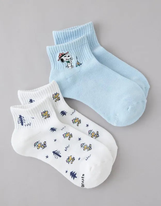 AE Snoopy Graphic Shortie Crew Socks 2-Pack