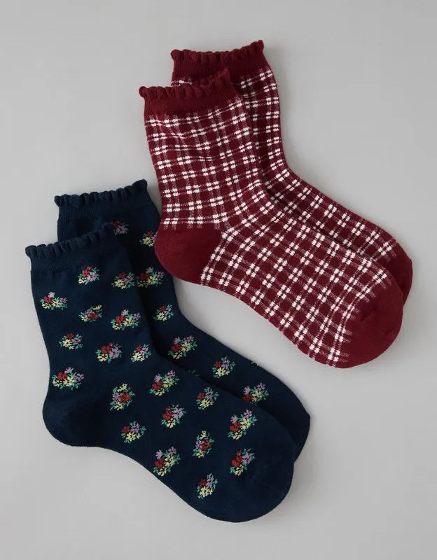 AE Graphic Cropped Crew Socks 2-Pack