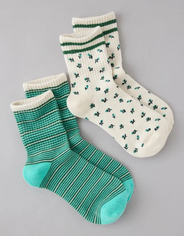 AE Graphic Cropped Crew Socks 2-Pack