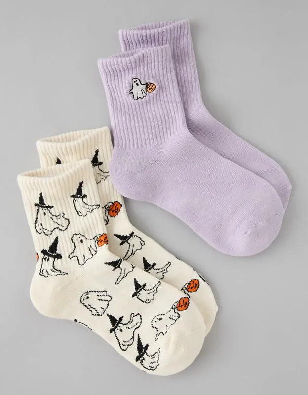 AE Halloween Cropped Crew Socks 2-Pack