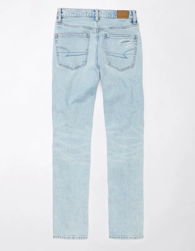AE Stretch Super High-Waisted Ripped Ankle Straight Jean