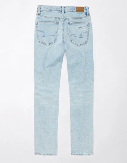 AE Stretch Super High-Waisted Ripped Ankle Straight Jean
