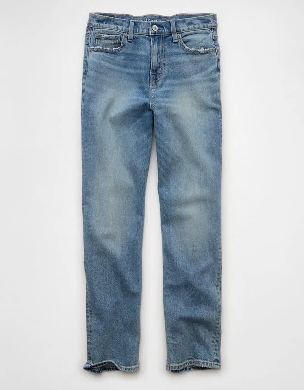 AE Stretch Super High-Waisted Ankle Straight Jean