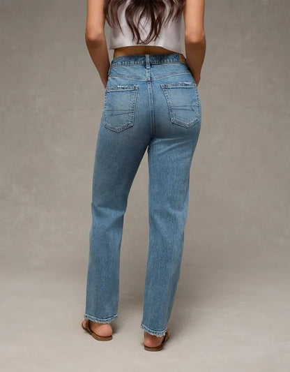 AE Stretch Super High-Waisted Ankle Straight Jean