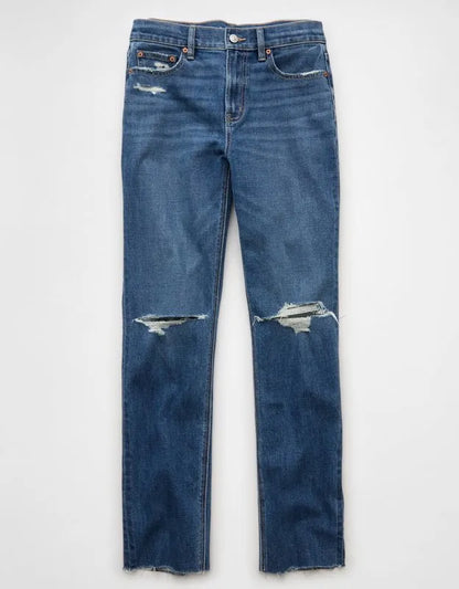 AE Stretch Ripped Super High-Waisted Straight Jean