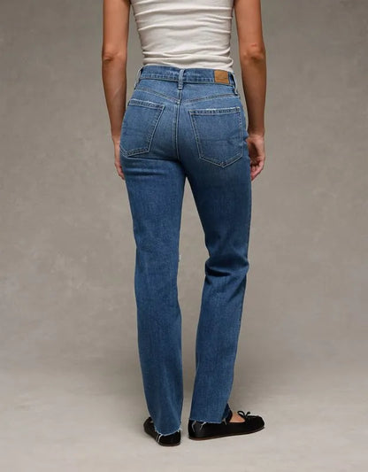 AE Stretch Ripped Super High-Waisted Straight Jean