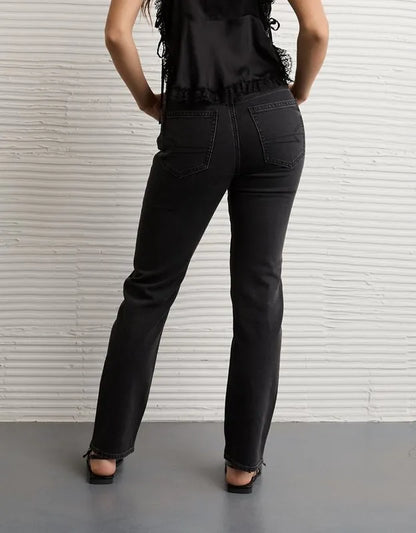 AE Stretch Super High-Waisted Embellished Straight Jean